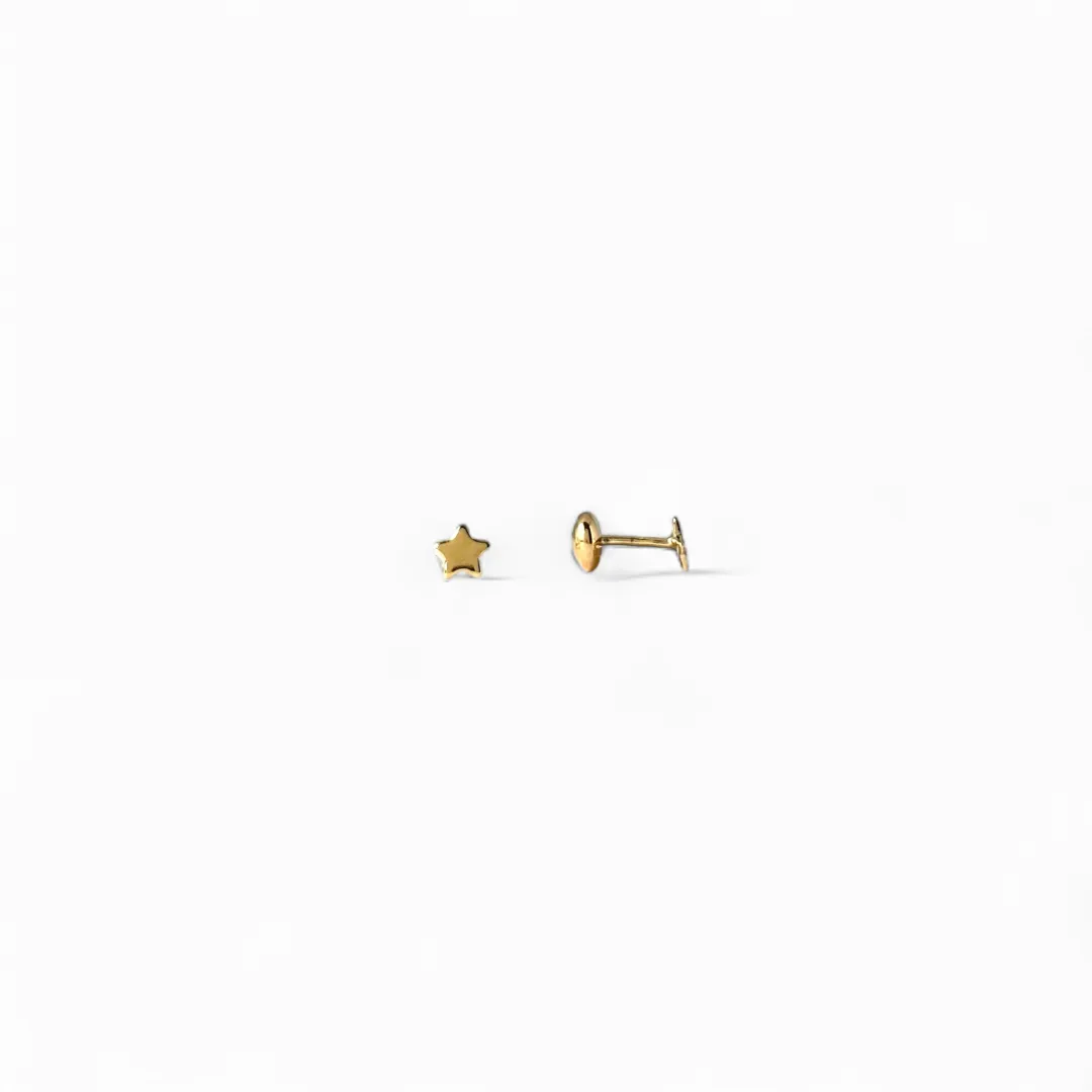 Brinco Infantil Estrela Banhado a Ouro 18k Liso