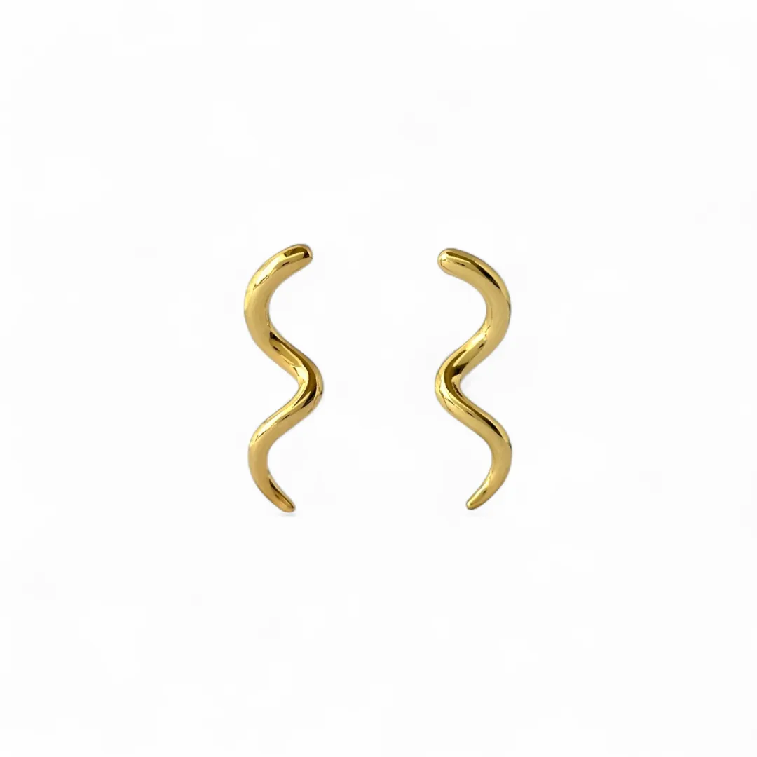 Brinco Orgânico Espiral Banhado a Ouro 18k Liso