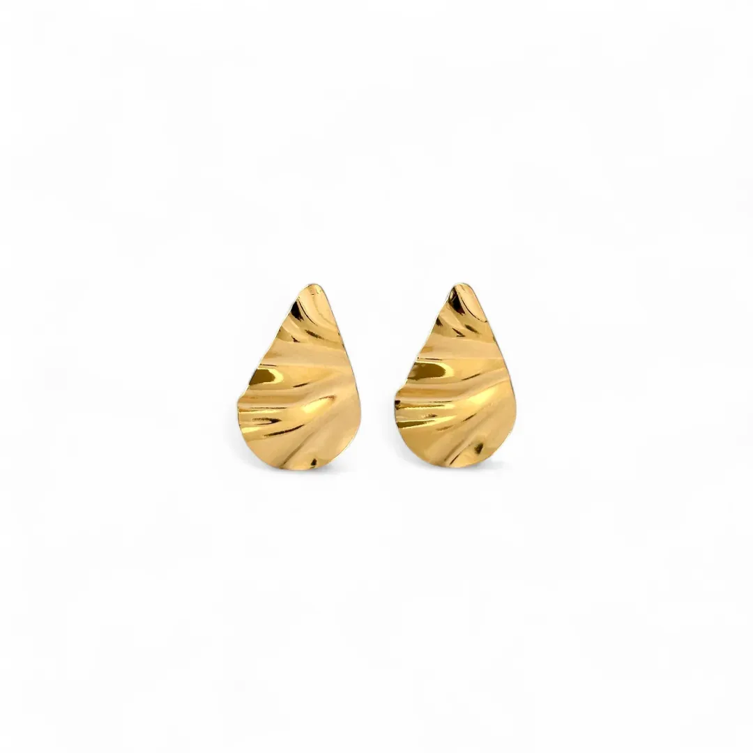 Brinco Orgânico Gota Banhado a Ouro 18k