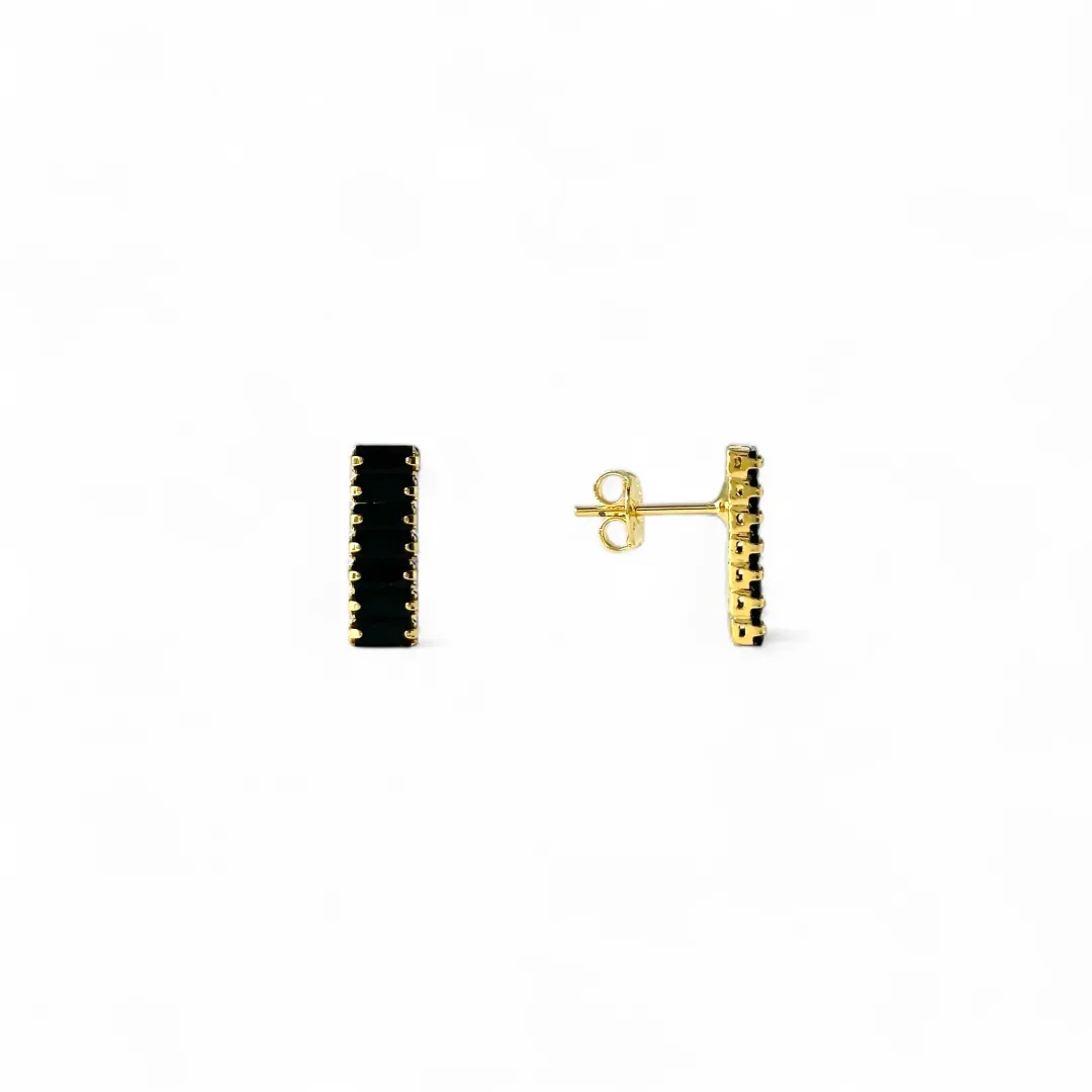 Brinco Rivieira Banhado a Ouro 18k com Zircônias Preto