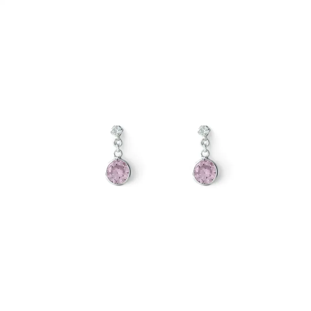 Brinco Zircônias Penduradas Prata 925 Rosa