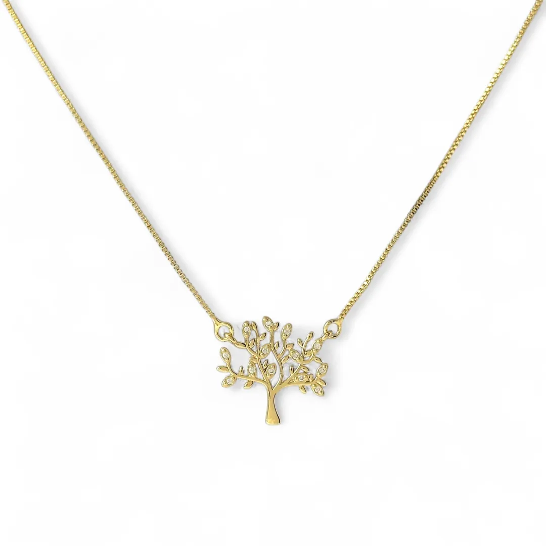 Colar Árvode da Vida Banhado a Ouro 18k com Zircônias