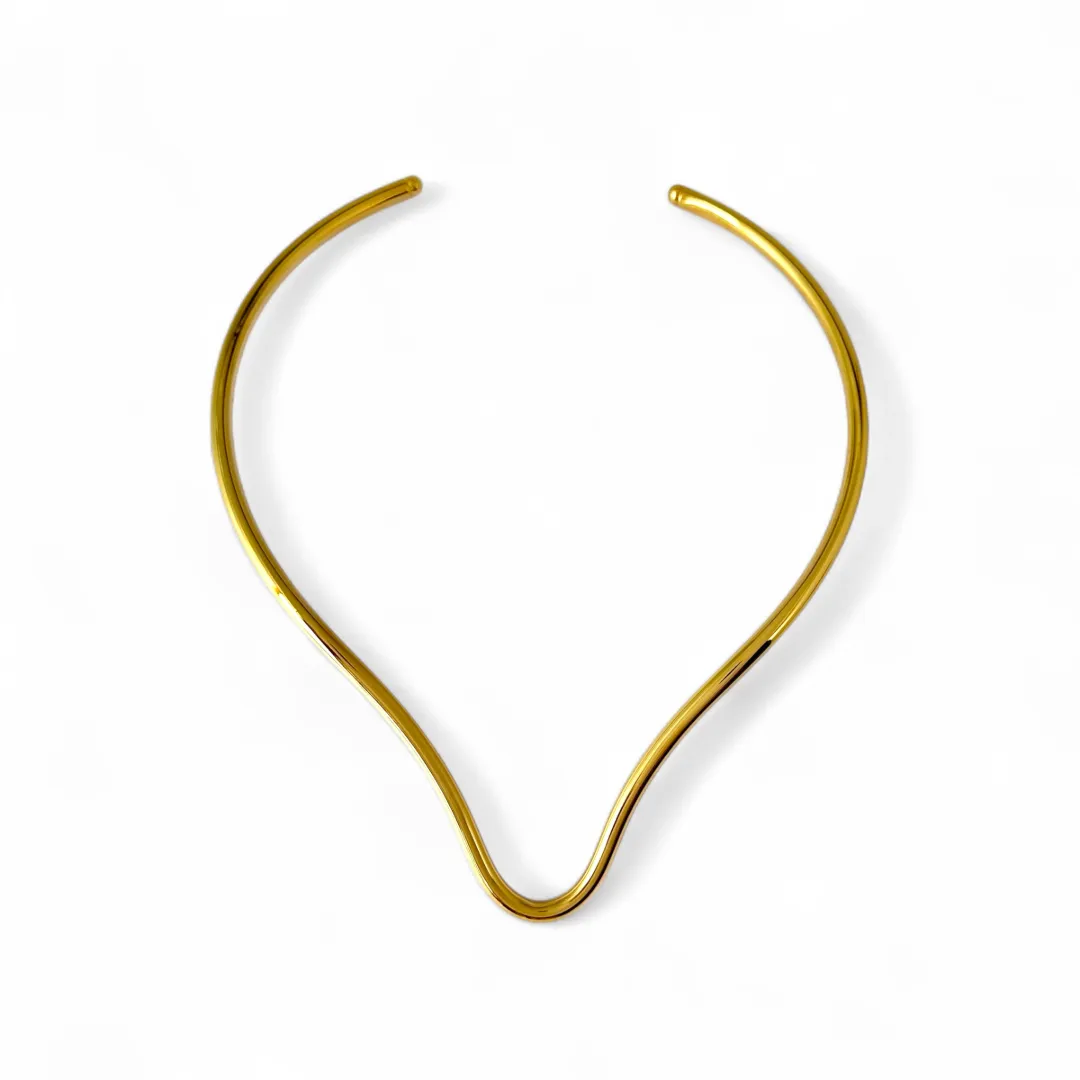 Colar Choker Aro Orgânica Banhado a Ouro 18k
