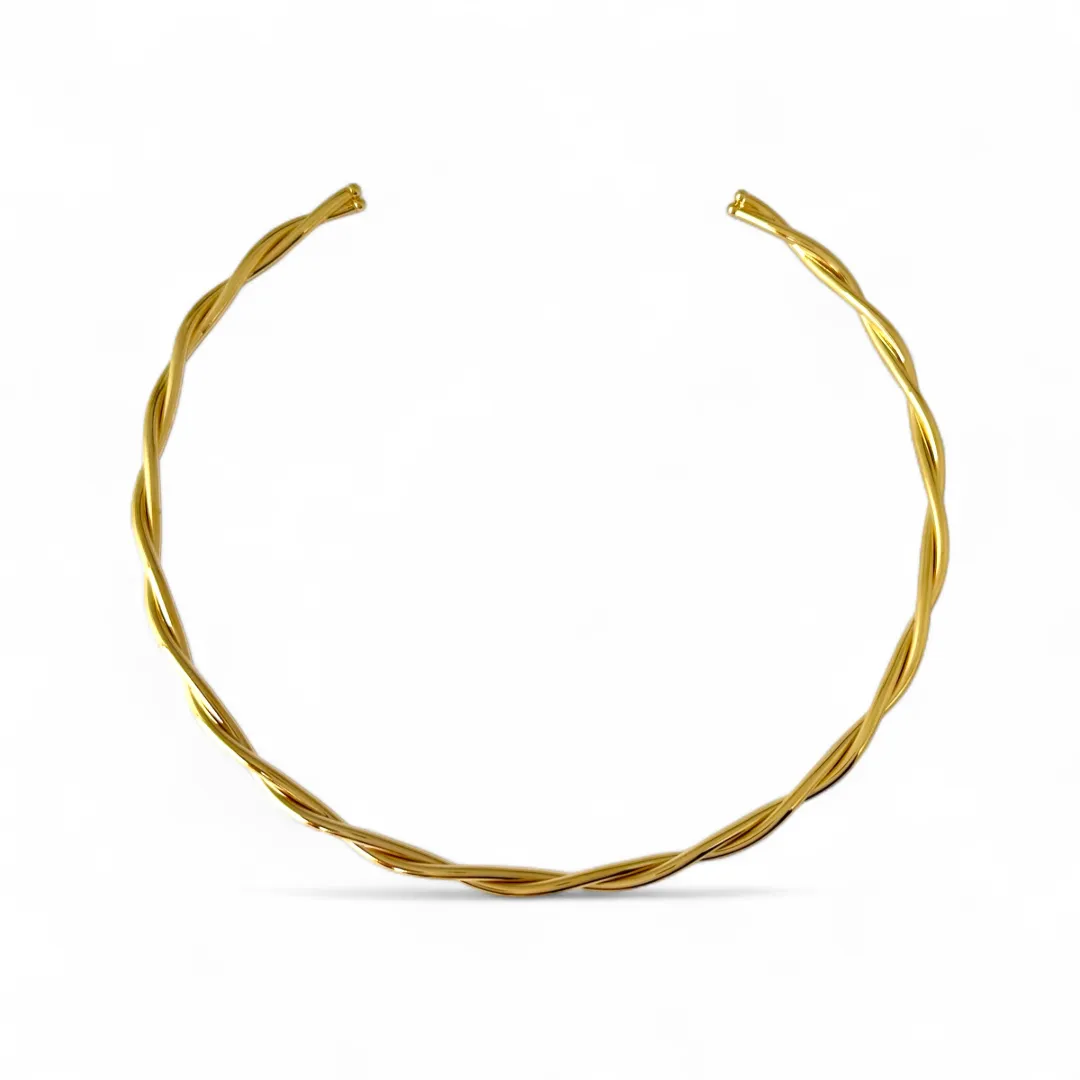 Colar Choker Aro Trançado Banhado a ouro 18k 2 Fios