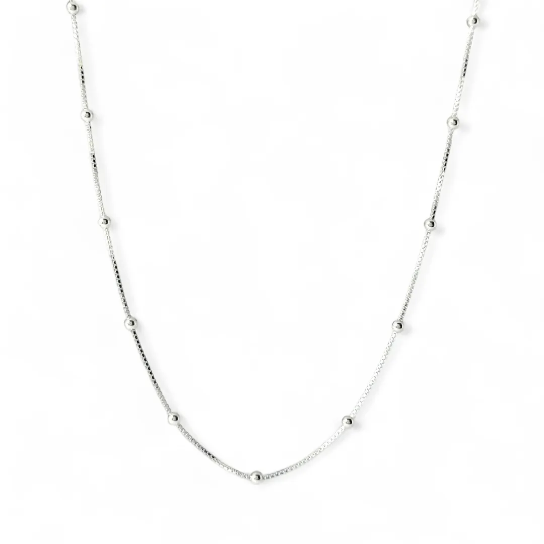 Colar Choker Corrente Veneziana e Bolinhas Prata 925 Lisas