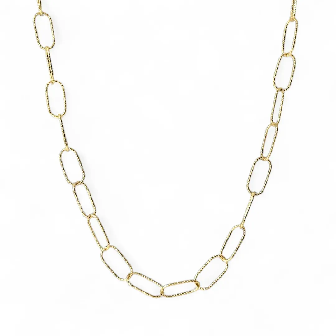 Colar Choker Elos Trabalhados Pontilhados Banhado a Ouro 18k