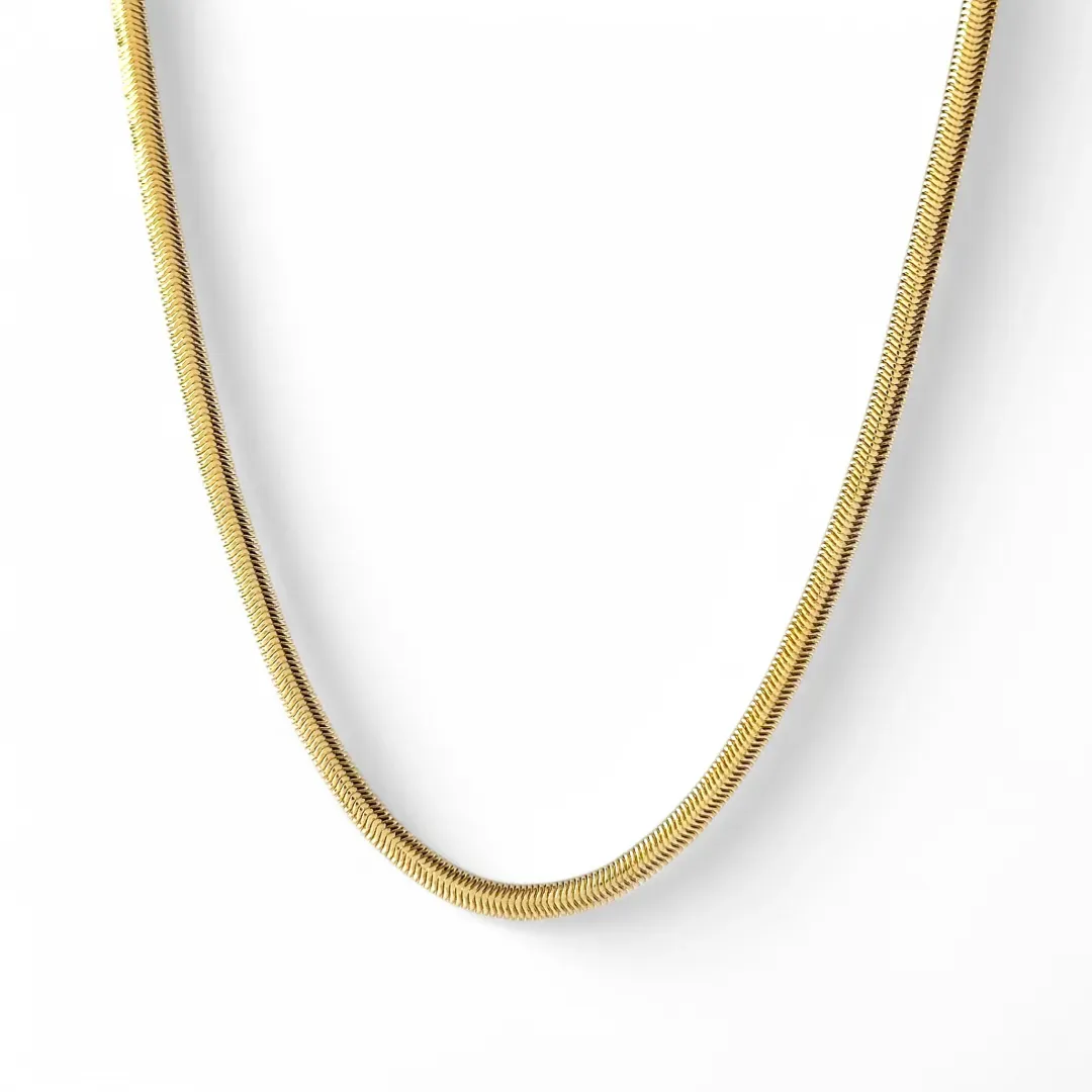 Colar Choker Rabo de Rato Achatado Banhado a Ouro 18k - 40cm
