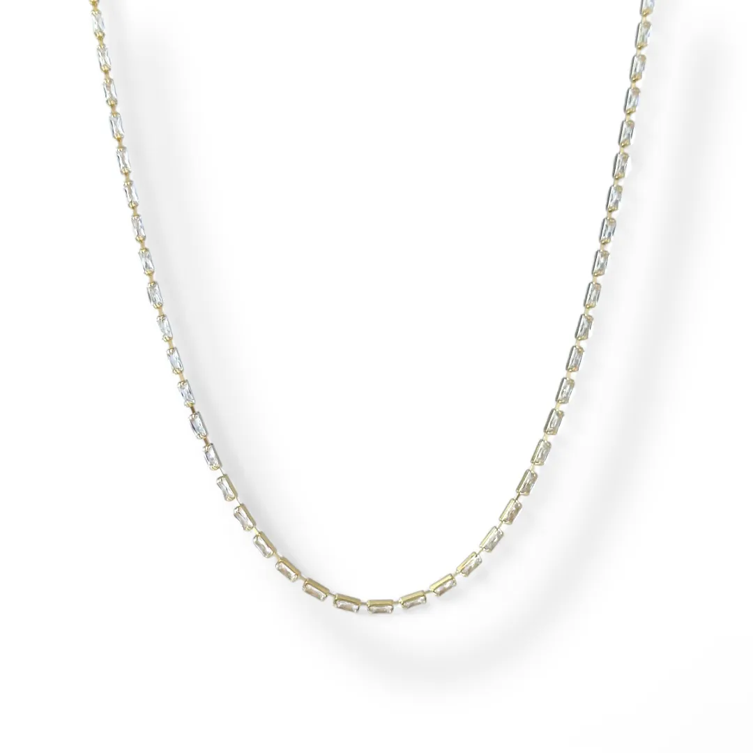 Colar Choker Riviera Banhado a Ouro 18k com Zircônias Retangulares