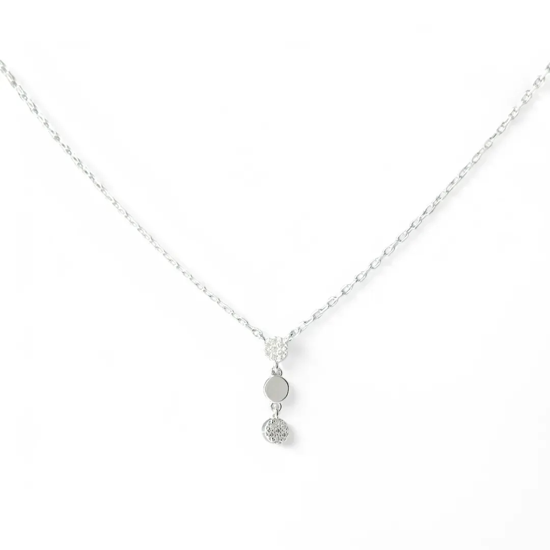 Colar Círculos Prata 925 3 Círculos Liso/Zircônias