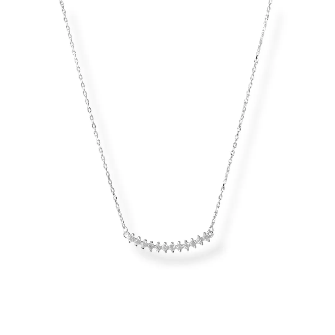 Colar Curva Prata 925 com Zircônias