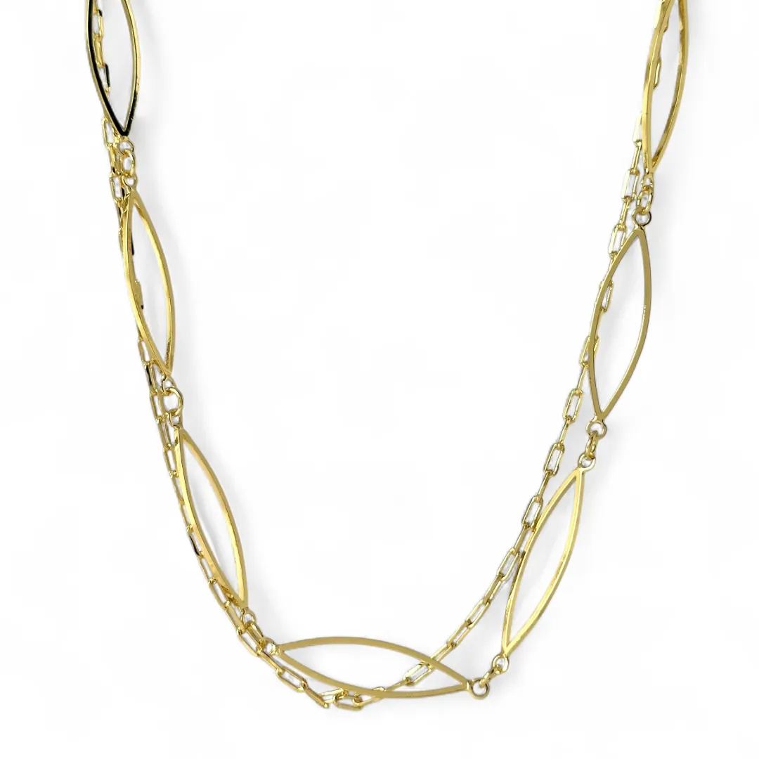 Colar Duplo Elo Cartier e Elo Losango Banhado a Ouro 18k