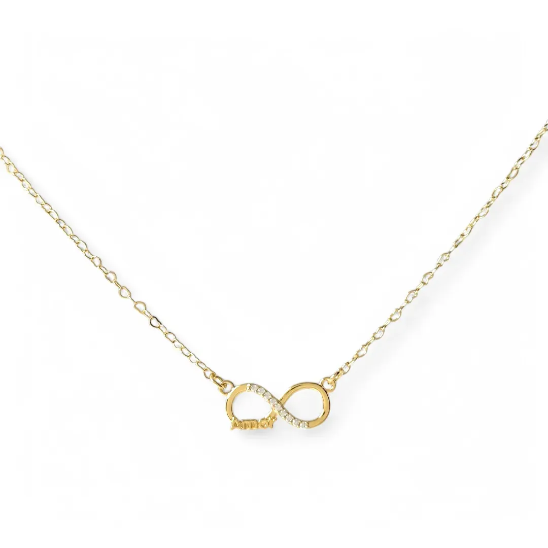 Colar Infinito Amor Banhado a Ouro 18k com Zircônias