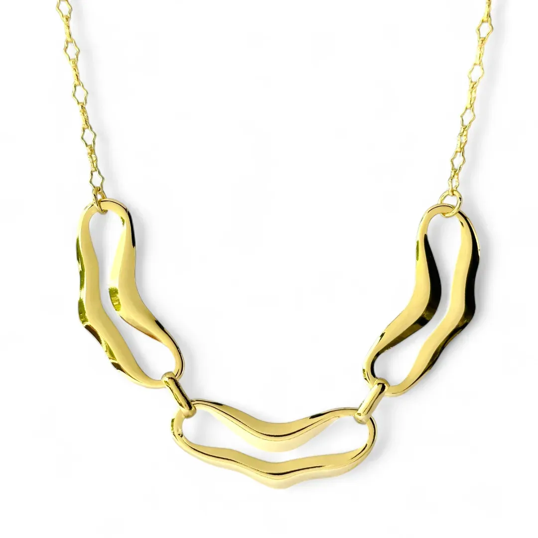 Colar Orgânico Banhado a Ouro 18k 3 Elos Grandes