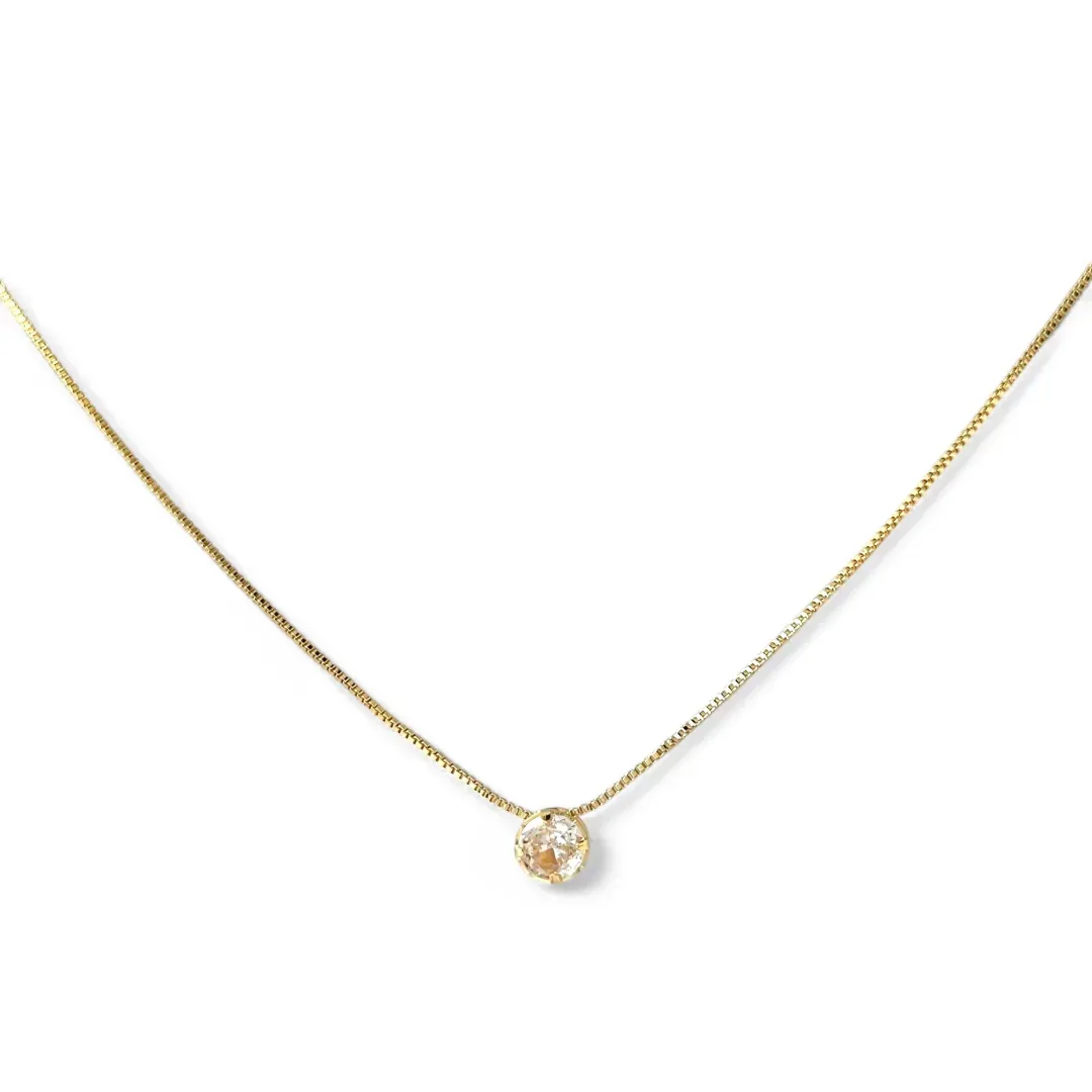 Colar Ponto de Luz Banhado a Ouro 18k com Fio Passante e Zircônia - 6mm
