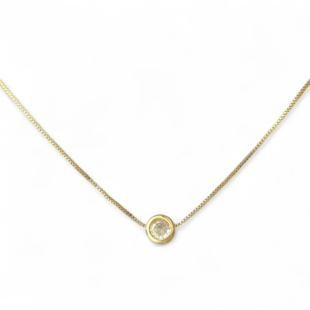 Colar Ponto de Luz Banhado a Ouro 18k com Fio Passante e Zircônia