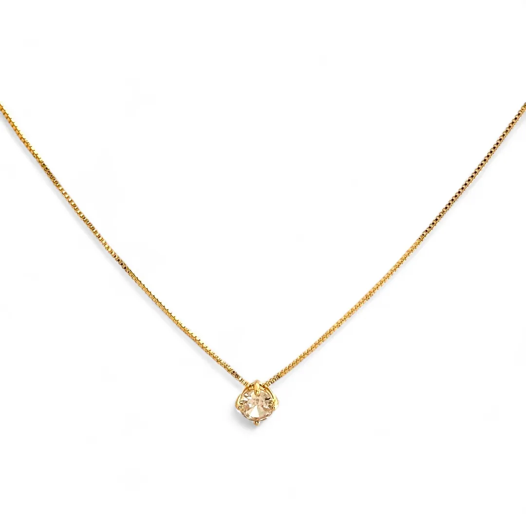 Colar Ponto de Luz Banhado a Ouro 18k com Zircônia - 6mm