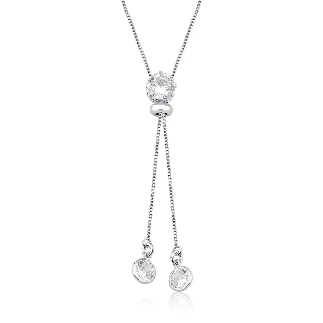 Colar Ponto de Luz Folheado a Prata Gravatinha com Zircônia - 8mm