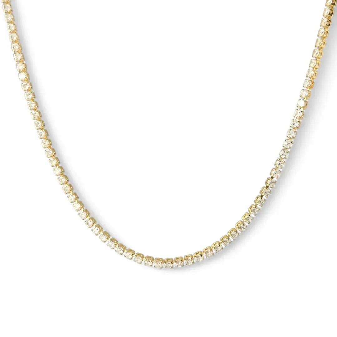 Colar Riviera Zircônias Banhado a Ouro 18k - 2mm
