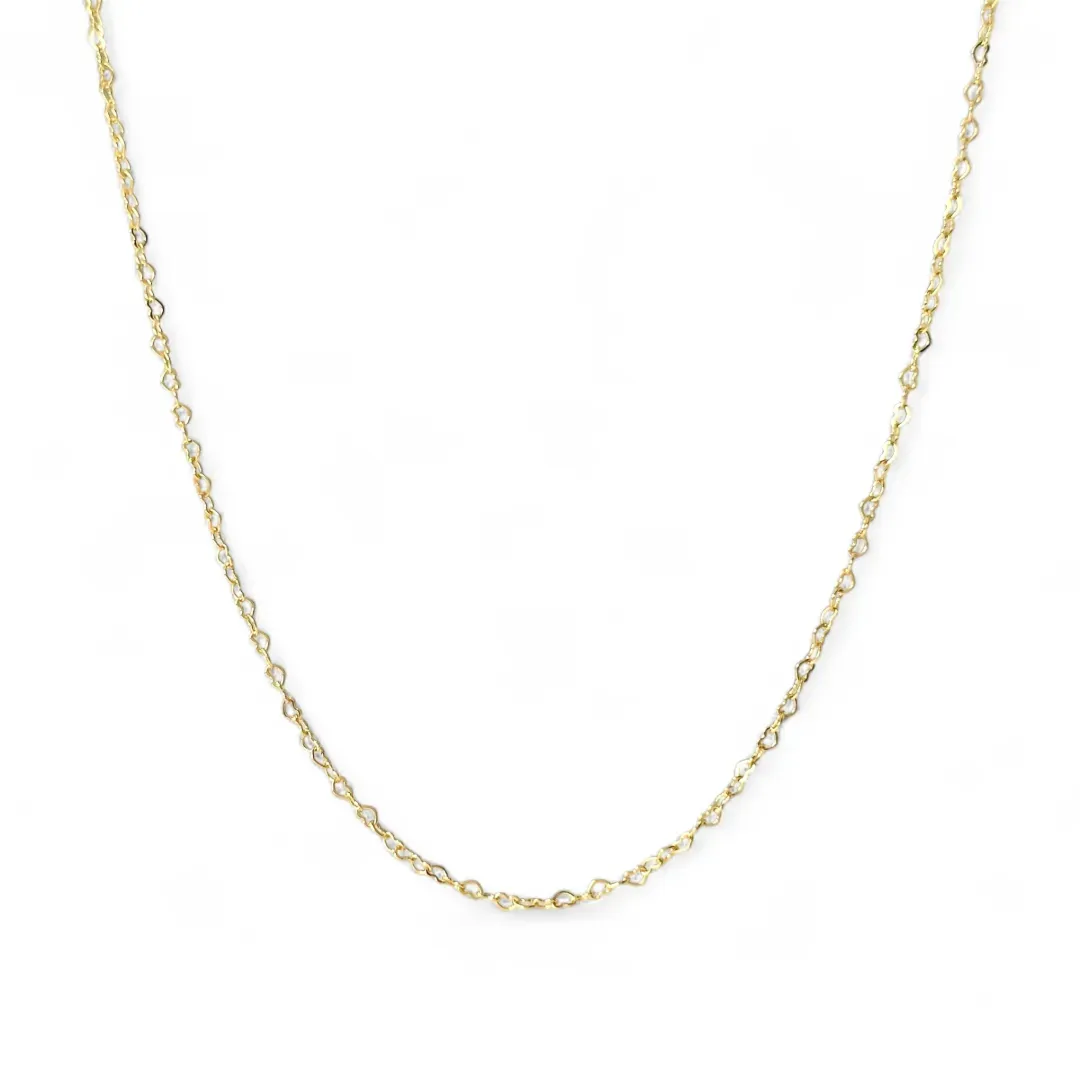 Colar Corrente Elo Coração Banhada a Ouro 18k Fina - 40cm