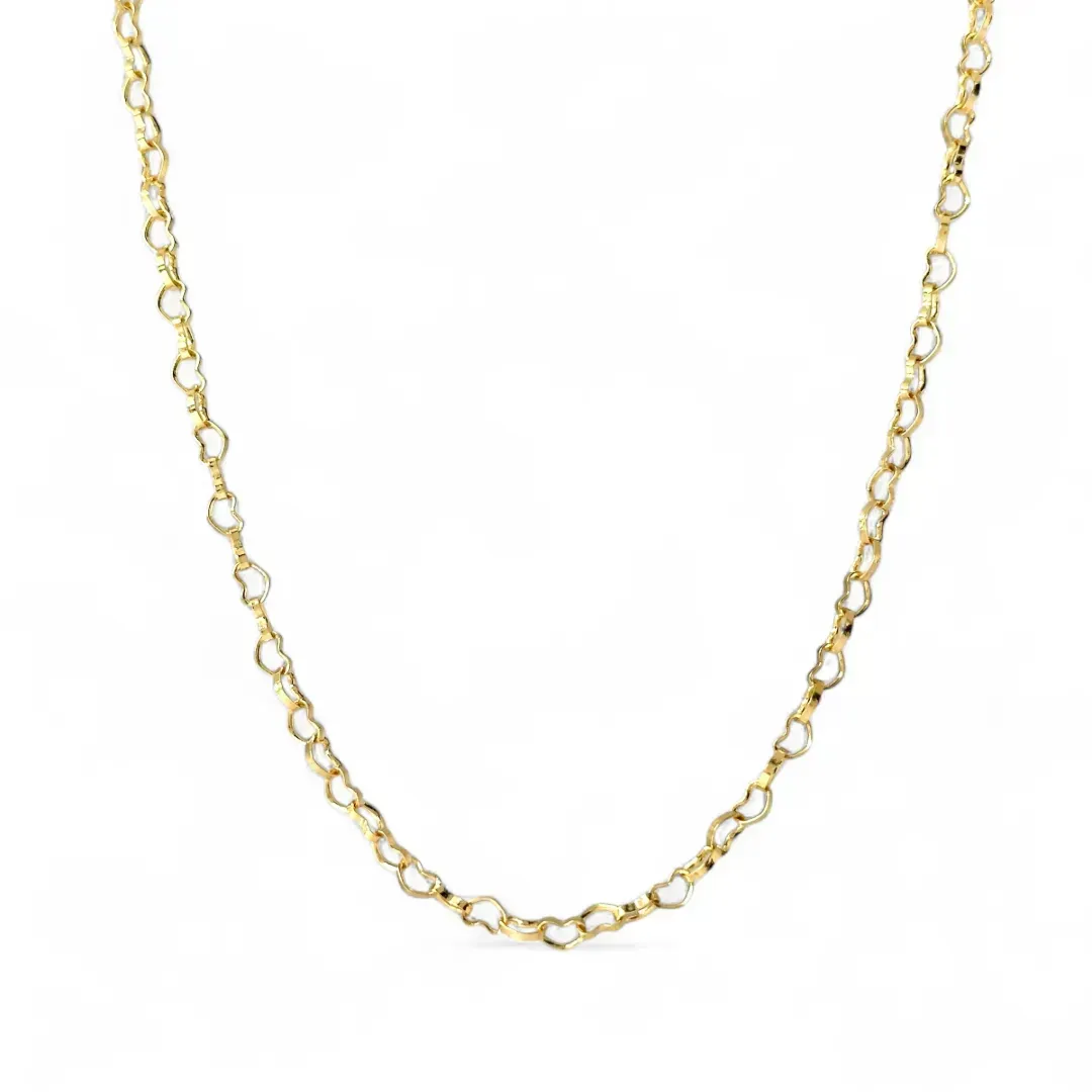 Colar Corrente Elo de Coração Banhada a Ouro 18k - 40cm