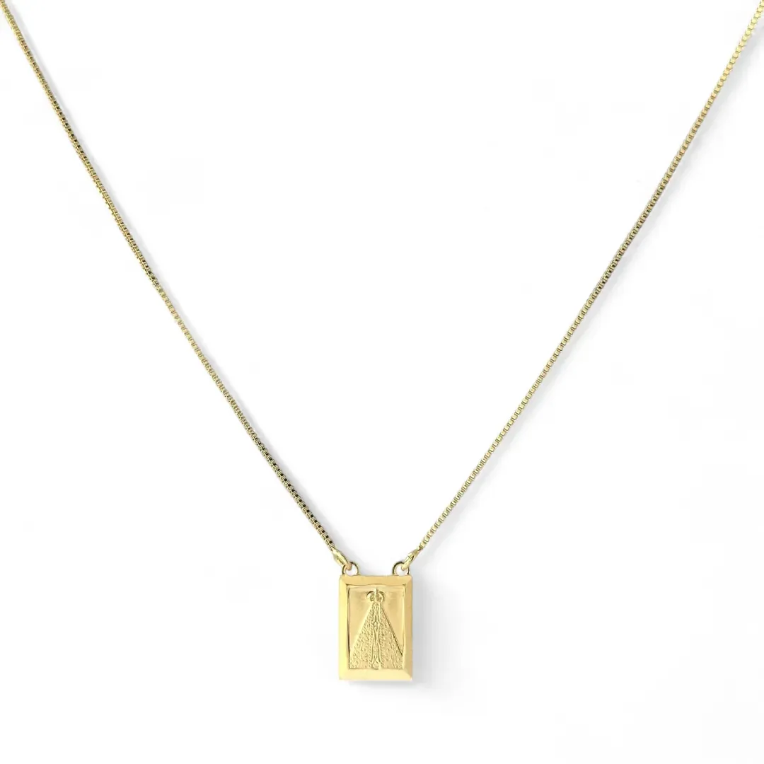 Corrente Medalha Escapulário Banhada a Ouro 18K