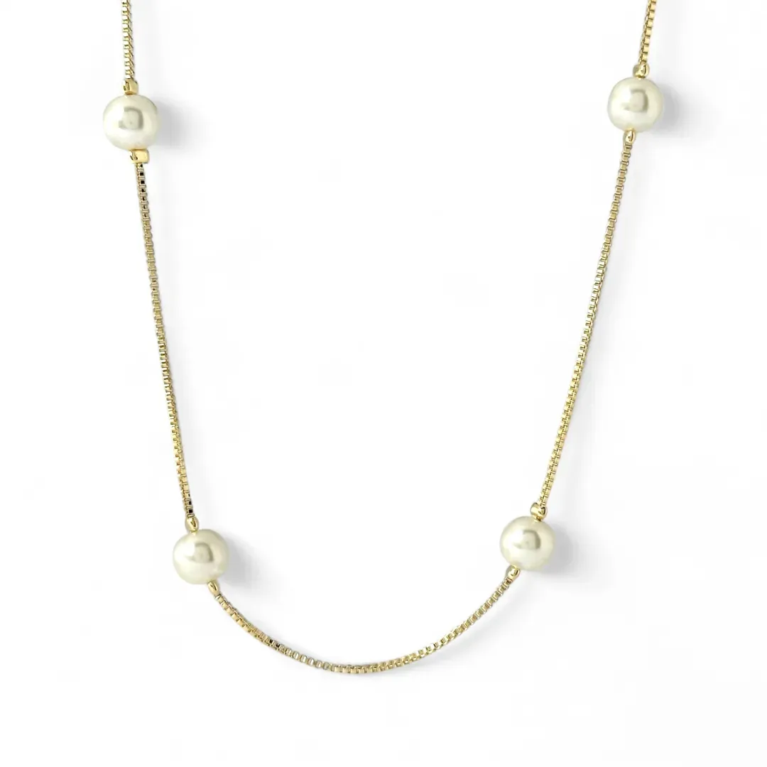 Colar Pérolas Banhado a Ouro 18k - 70cm