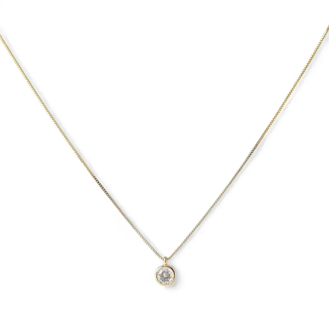 Colar Ponto de Luz Redondo  Banhado a Ouro 18K - 45cm + 2,5cm (alongador)
