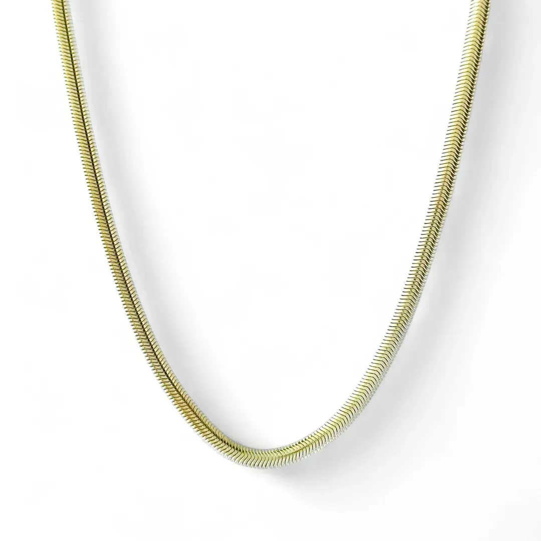 Colar Rabo de Rato Achatado Banhada a Ouro 18k