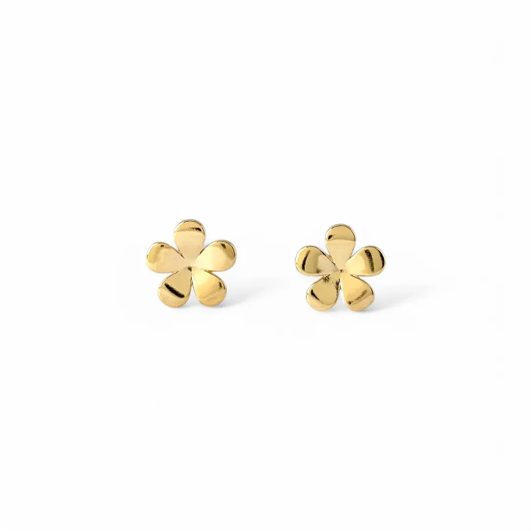 Flor Lisa 5 Pétalas Banhada a Ouro 18k