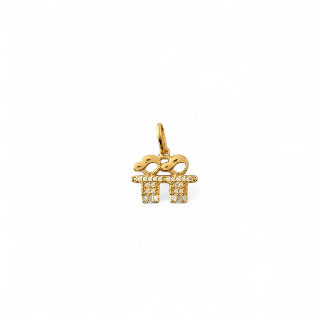 Pingente 2 Meninos Banhado a Ouro 18k com Zircônias