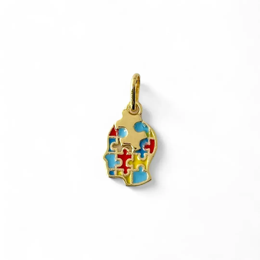 Pingente Autismo Banhado a Ouro 18K Quebra Cabeça