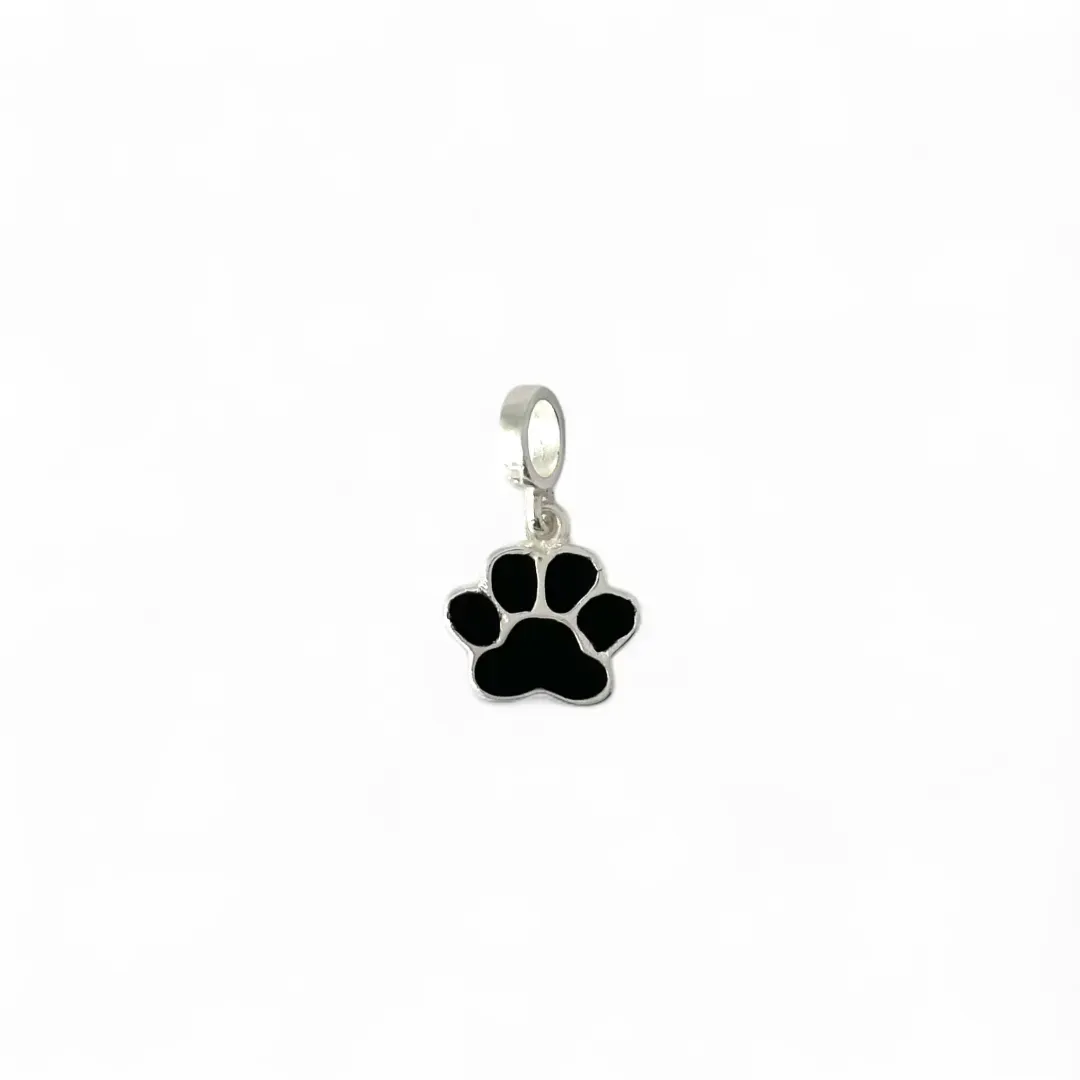 Pingente Berloque Pata Prata 925 Preto Cachorro Gato