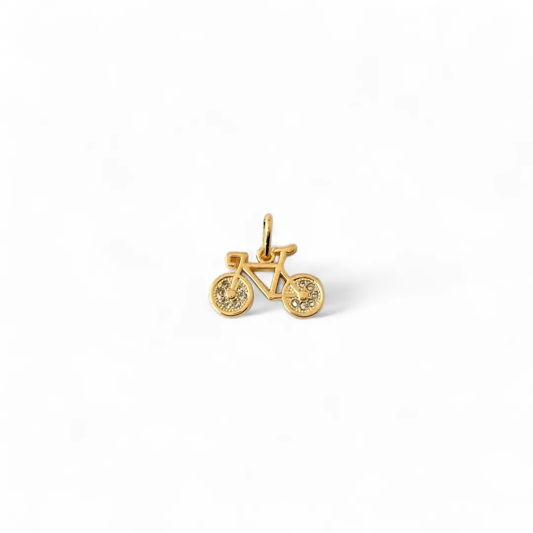 Pingente Bicicleta Banhado a Ouro 18k com Zircônias