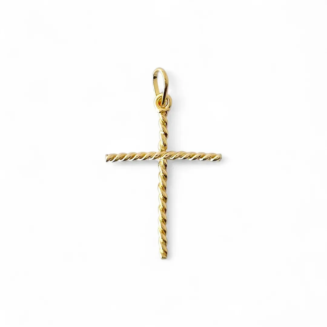 Pingente Cruz Banhado a Ouro 18K Crucifixo Torcido