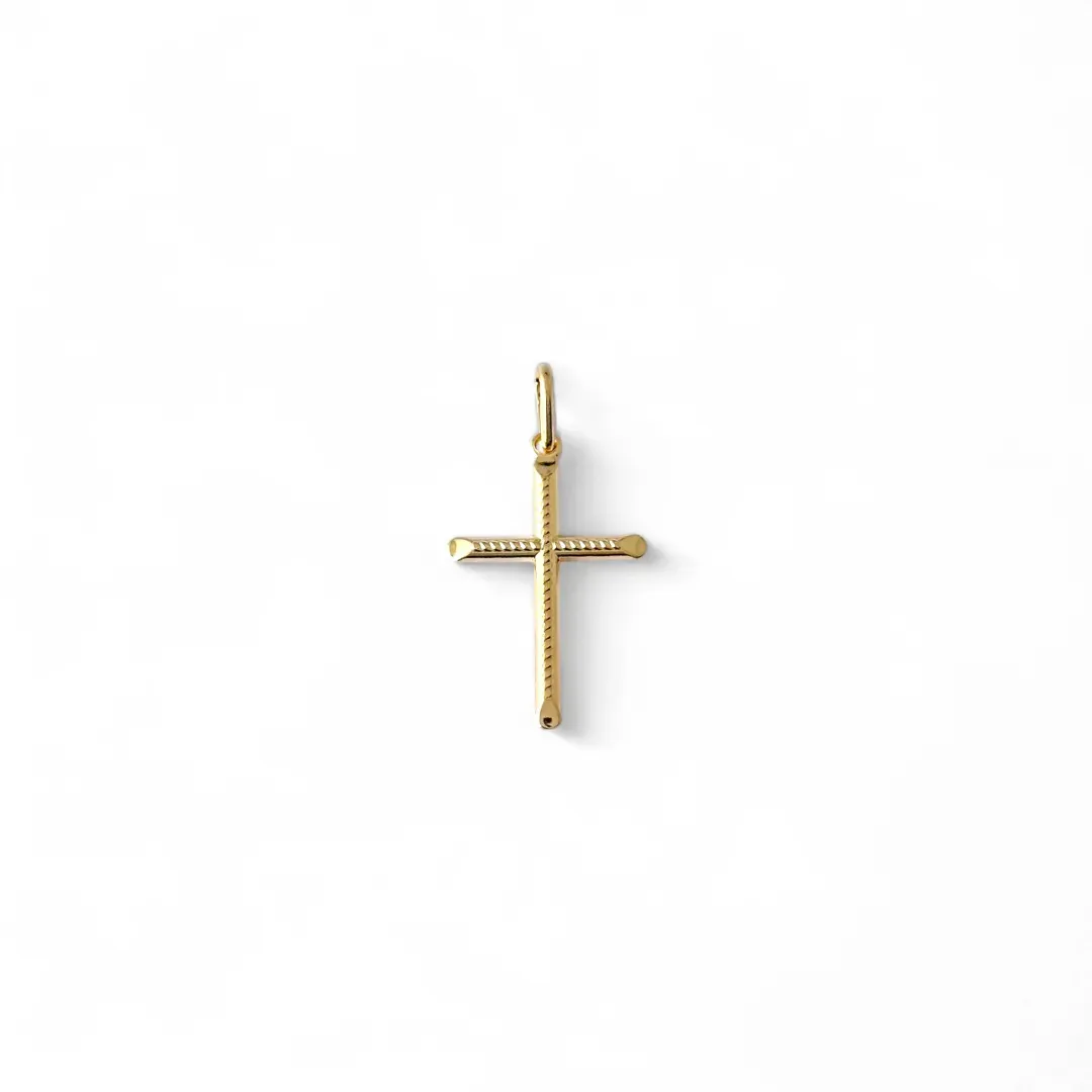 Pingente Cruz Banho de Ouro 48K Crucifixo Pontilhado
