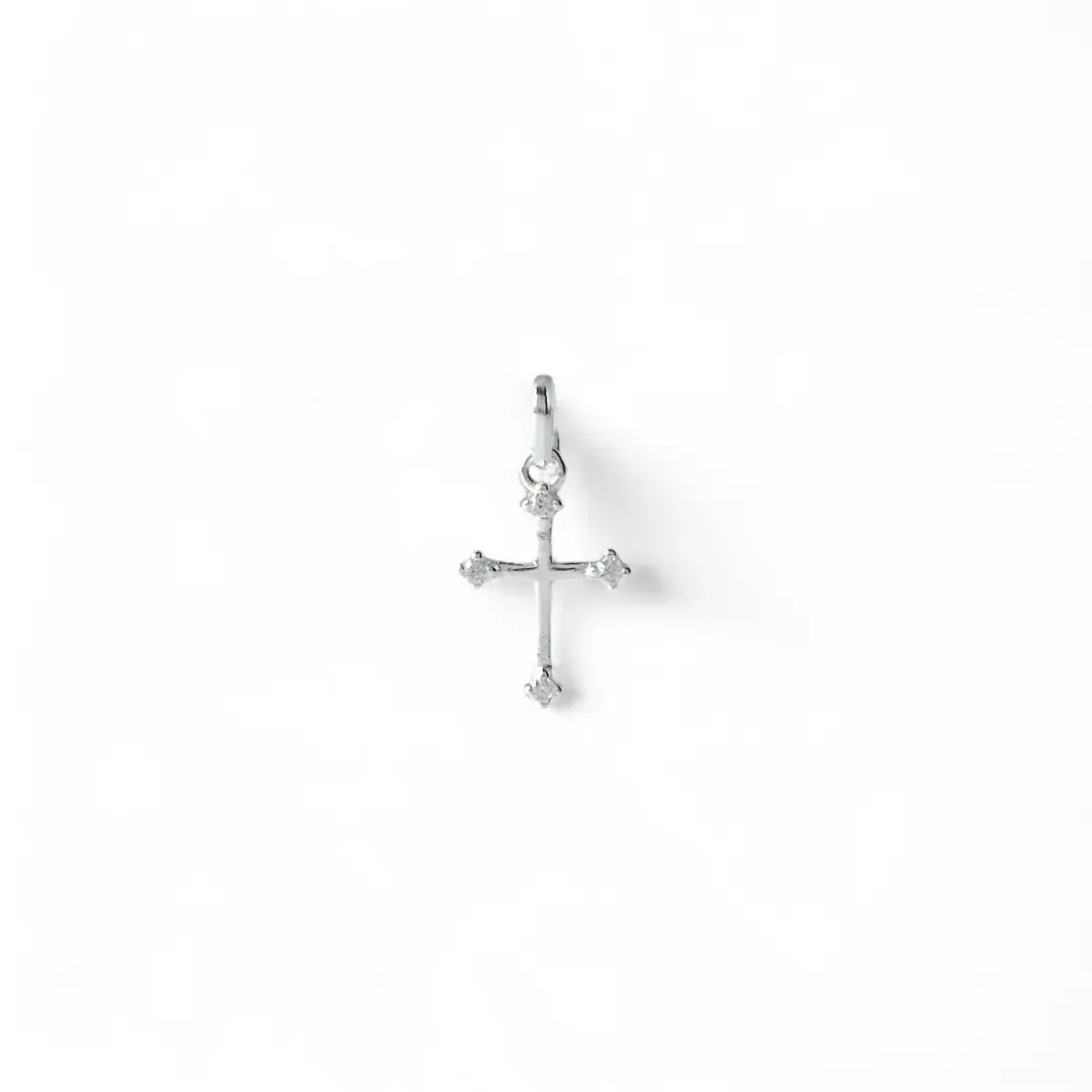 Pingente Cruz Crucifixo Prata 925 com Zircônias