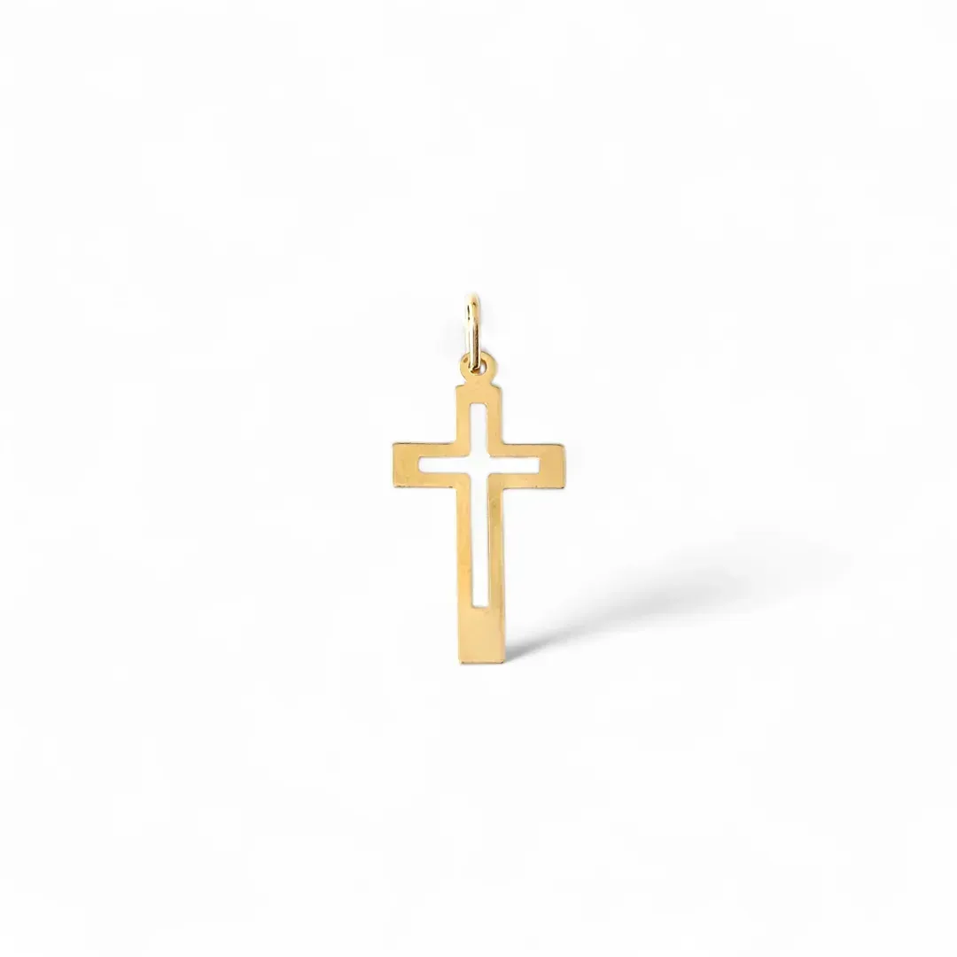 Pingente Cruz Vazado Banhado a Ouro 18K