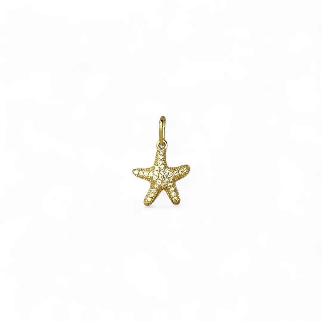 Pingente Estrela do Mar Banhado a Ouro 18k com Zircônias