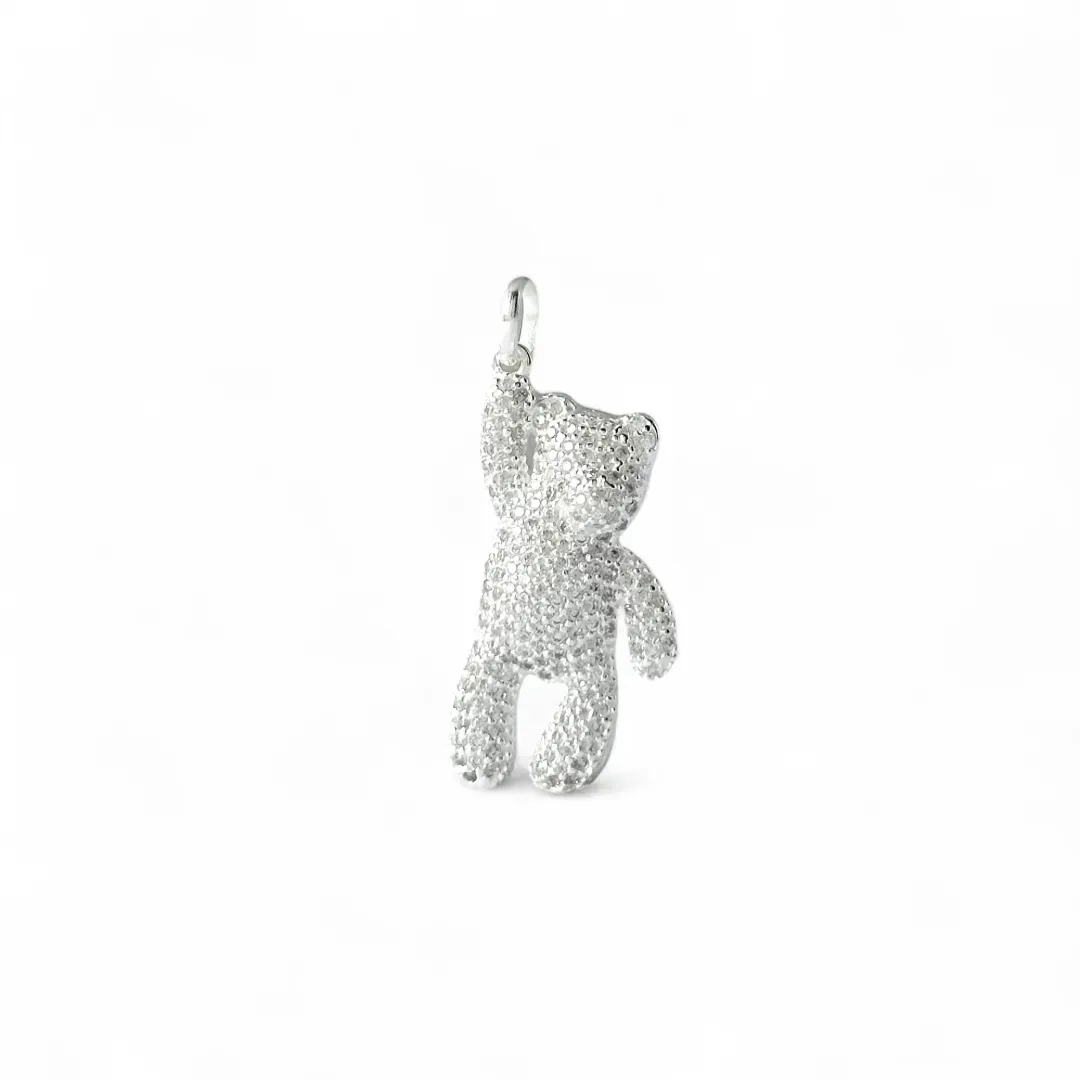 Pingente Exclusivo Urso Teddy Prata 925 Cravejado com Zircônias