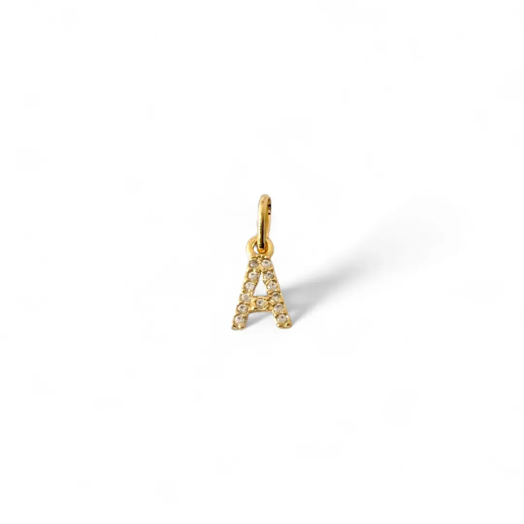 Pingente Letra A Banhado a Ouro 18k Micro Zircônia