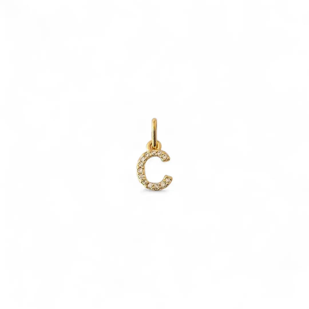 Pingente Letra C Banhado a Ouro 18K Micro Zircônia