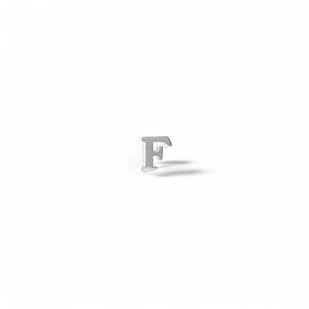 Pingente Letra F Prata 925 Passante
