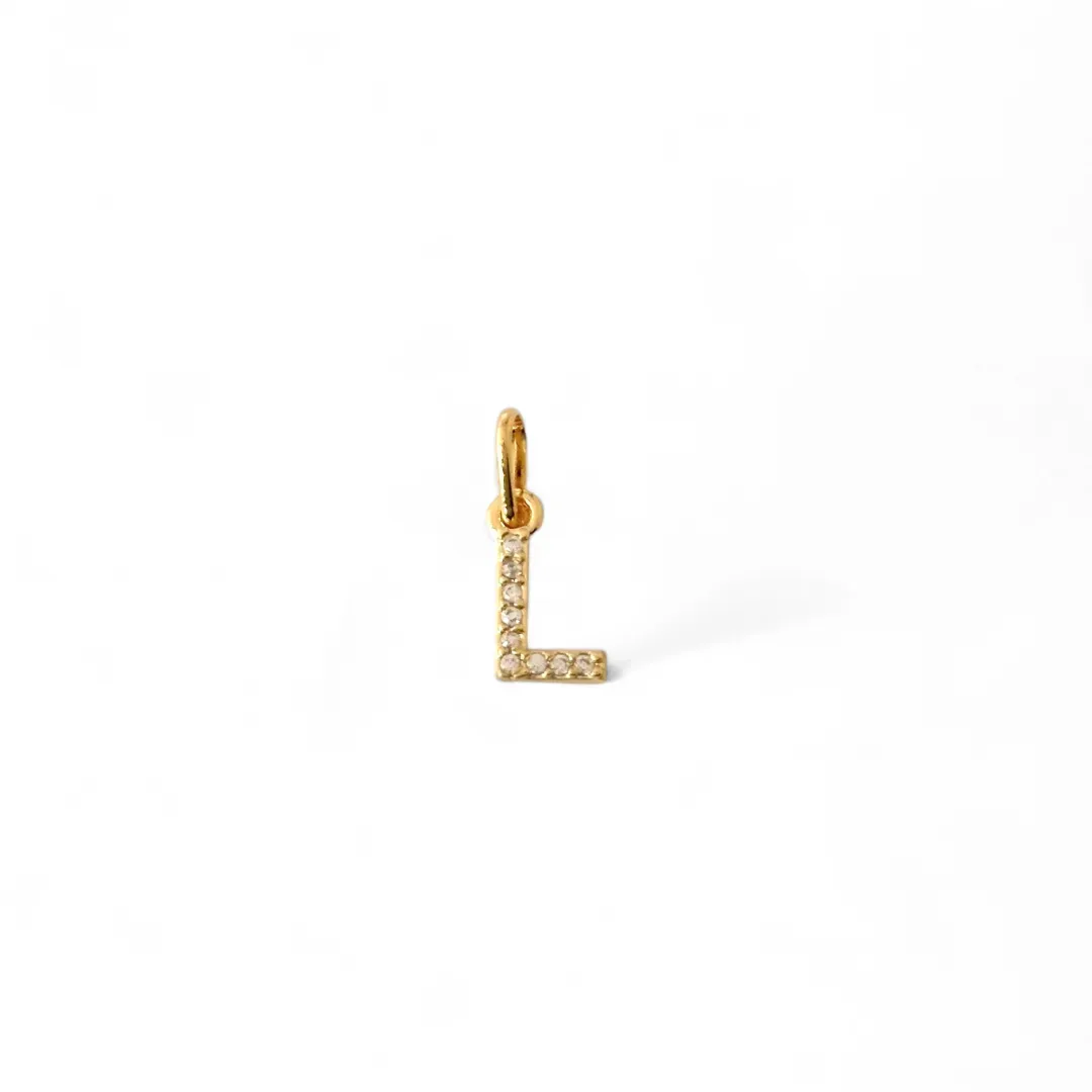Pingente Letra L Banhado a Ouro 18K Micro Zircônia