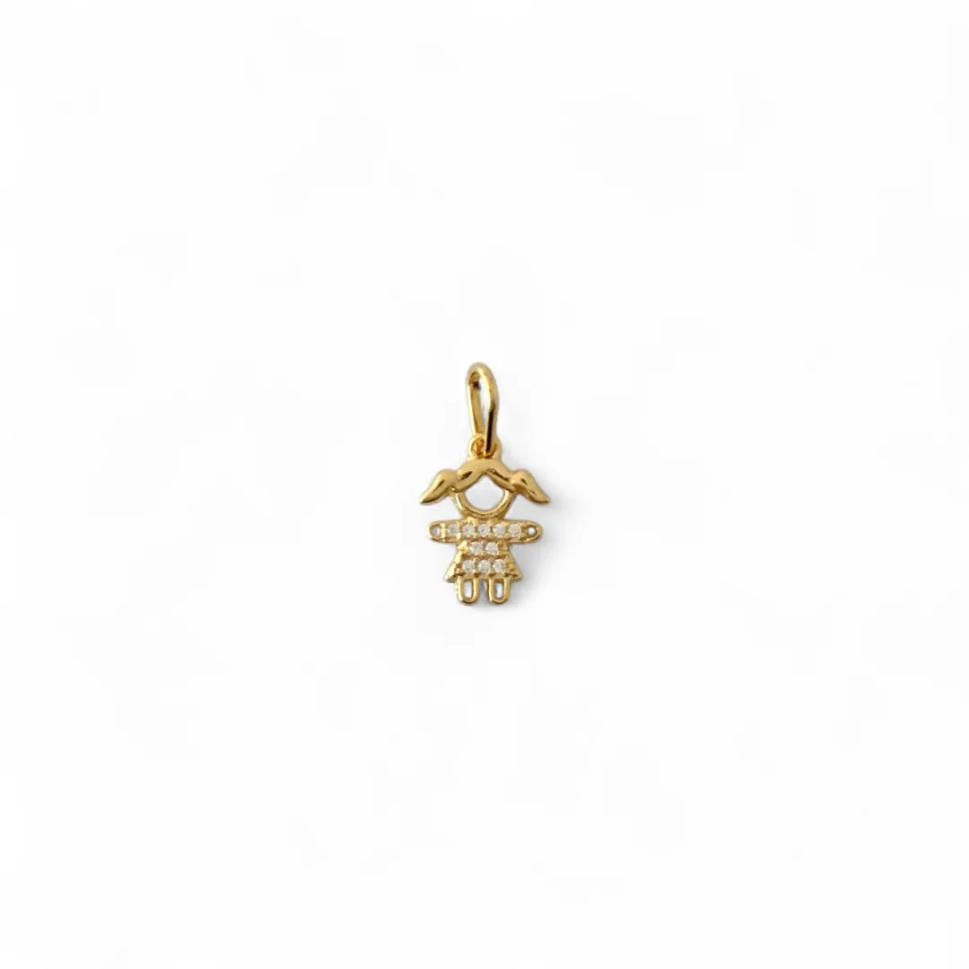 Pingente Menina Banhado a Ouro 18k com Zircônias