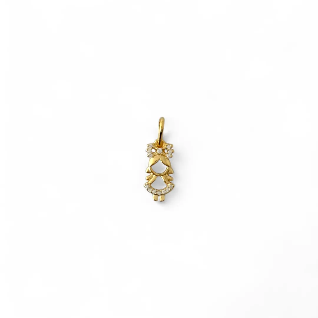 Pingente Menina Banhado a Ouro 18k com Zircônias