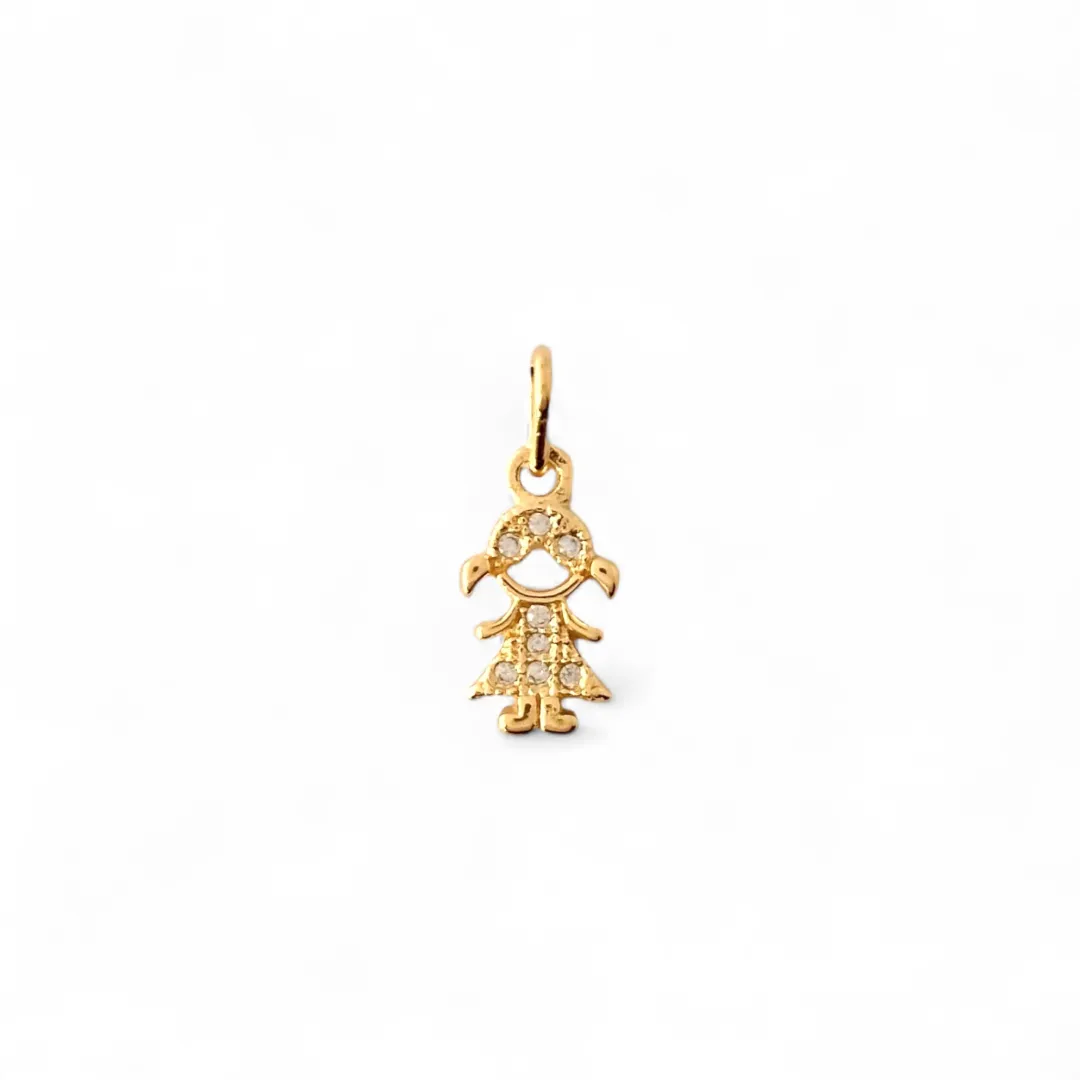 Pingente Menina Banhado a Ouro 18k com Zircônias