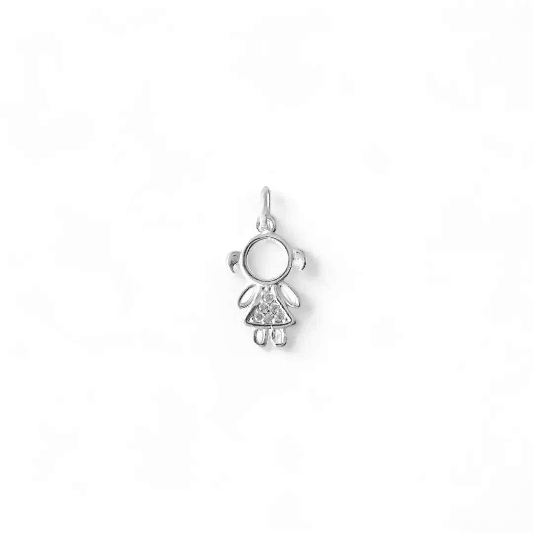 Pingente Menina Prata 925 com Zircônias
