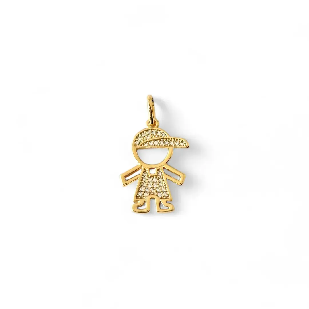 Pingente Menino Banhado a Ouro 18k com Zircônias