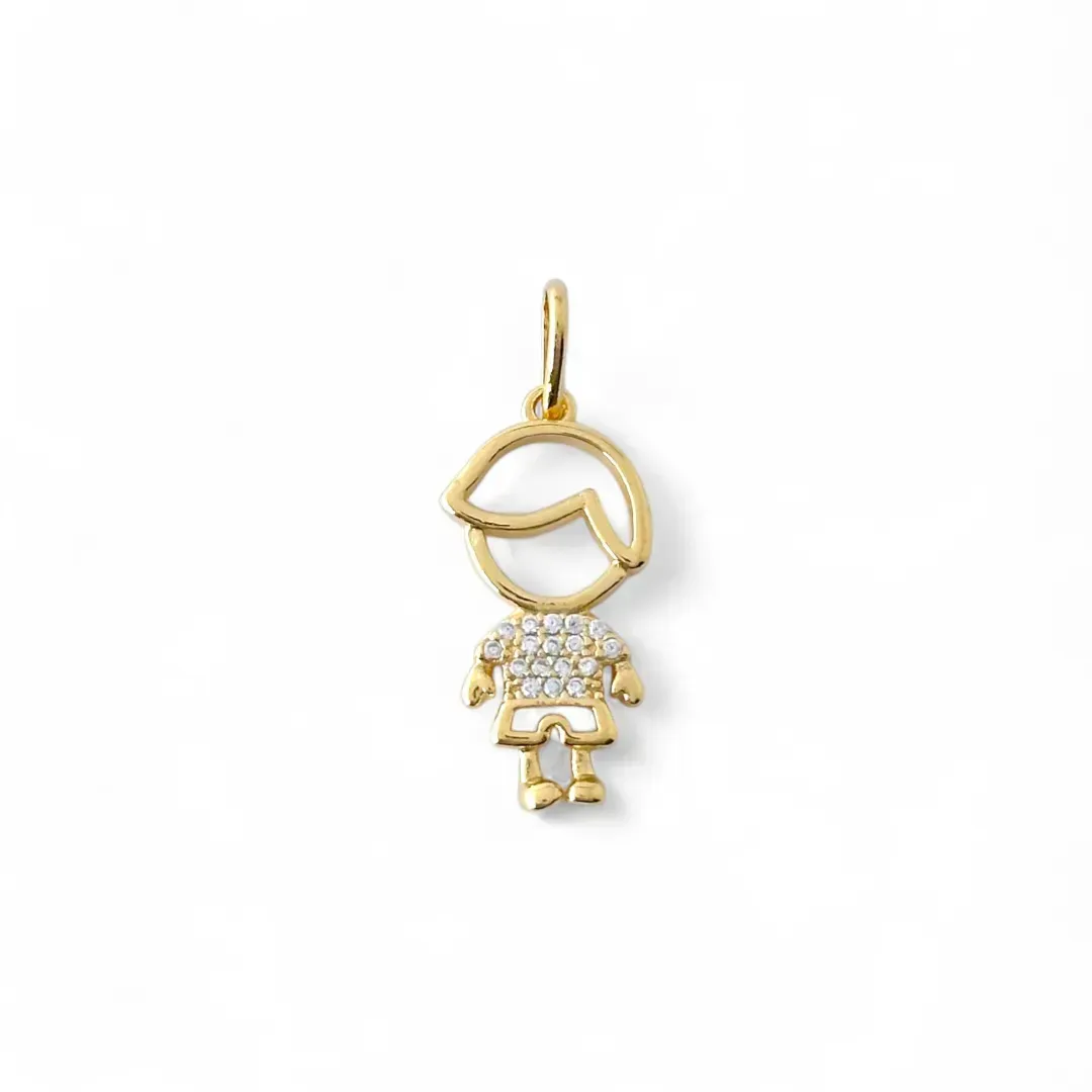 Pingente Menino Banhado a Ouro 18k com Zircônias 2cm