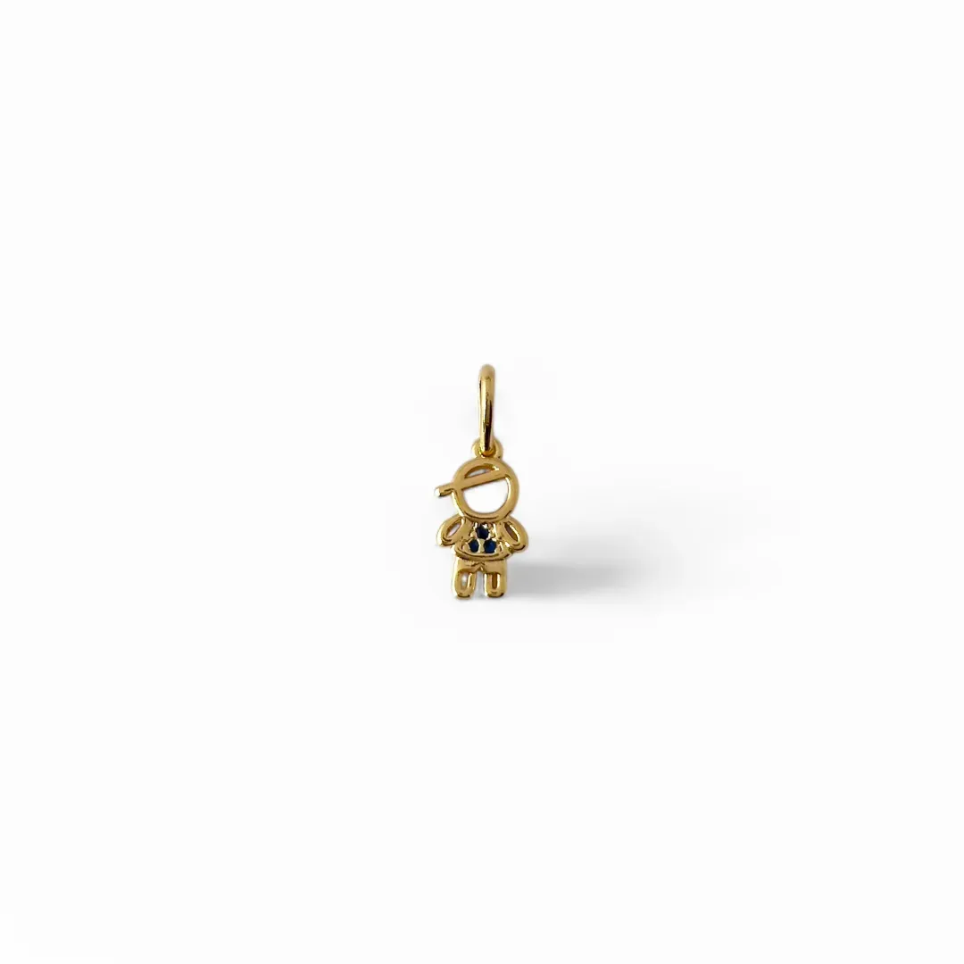Pingente Menino Banhado a Ouro 18k Zircônia Azul - 1cm